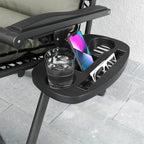 Set of 2 Zero Gravity Chairs with Cup and Phone Holder Tray, Grey