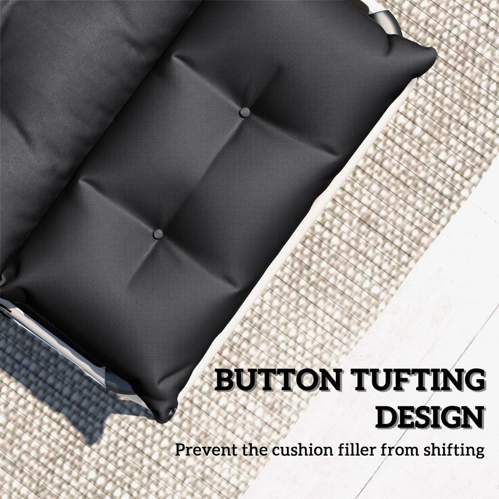 190x56x10cm Sun Lounger Cushions Set of 2 for Loungers, 220gsm UPF20+ Black