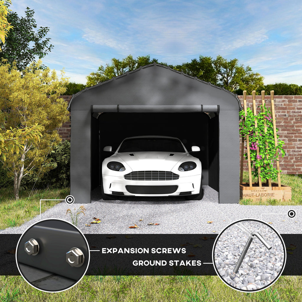 Onward 12' x 20' Heavy Duty Metal Carport with Galvanized Roof & Removable Sidewalls