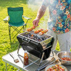 Folding Portable Charcoal BBQ Grill with Handle and Foldable Legs, Black