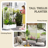43" x 16" x 70" Raised Garden Bed with Trellis and Privacy Screen, White