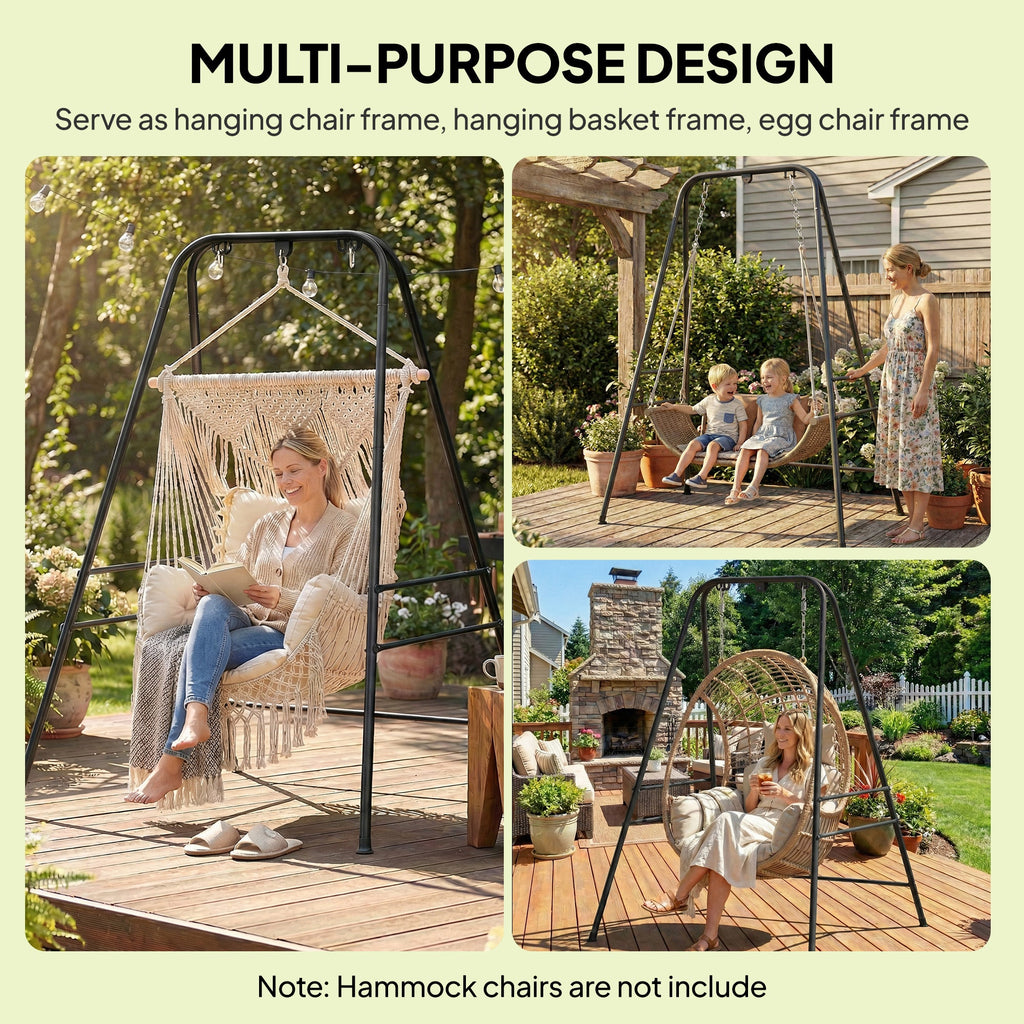 Hammock Chair Stand with Anti-Slip Pads and 2 Carabiners, Black