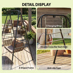 Hammock Chair Stand with Anti-Slip Pads and 2 Carabiners, Black