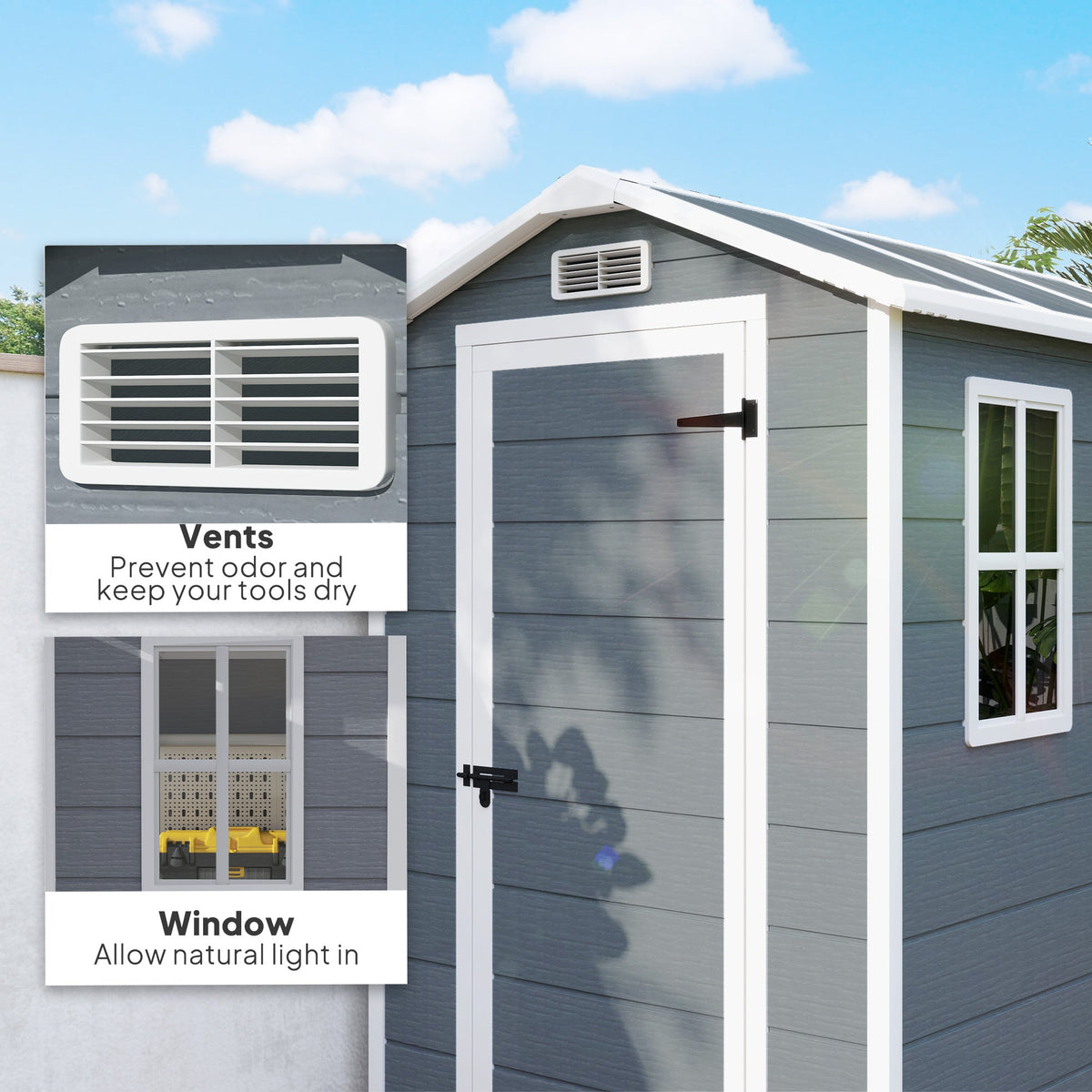 6' x 4' Outdoor Storage Shed with Floor and Lockable Door, Gray