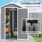 6' x 4' Outdoor Storage Shed with Floor and Lockable Door, Gray