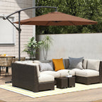 3 m Banana Parasol with Crank Handle, 8 Ribs & Cross Base, Coffee