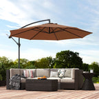 3 m Banana Parasol with Crank Handle, 8 Ribs & Cross Base, Coffee