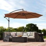3 m Banana Parasol with Crank Handle, 8 Ribs & Cross Base, Coffee