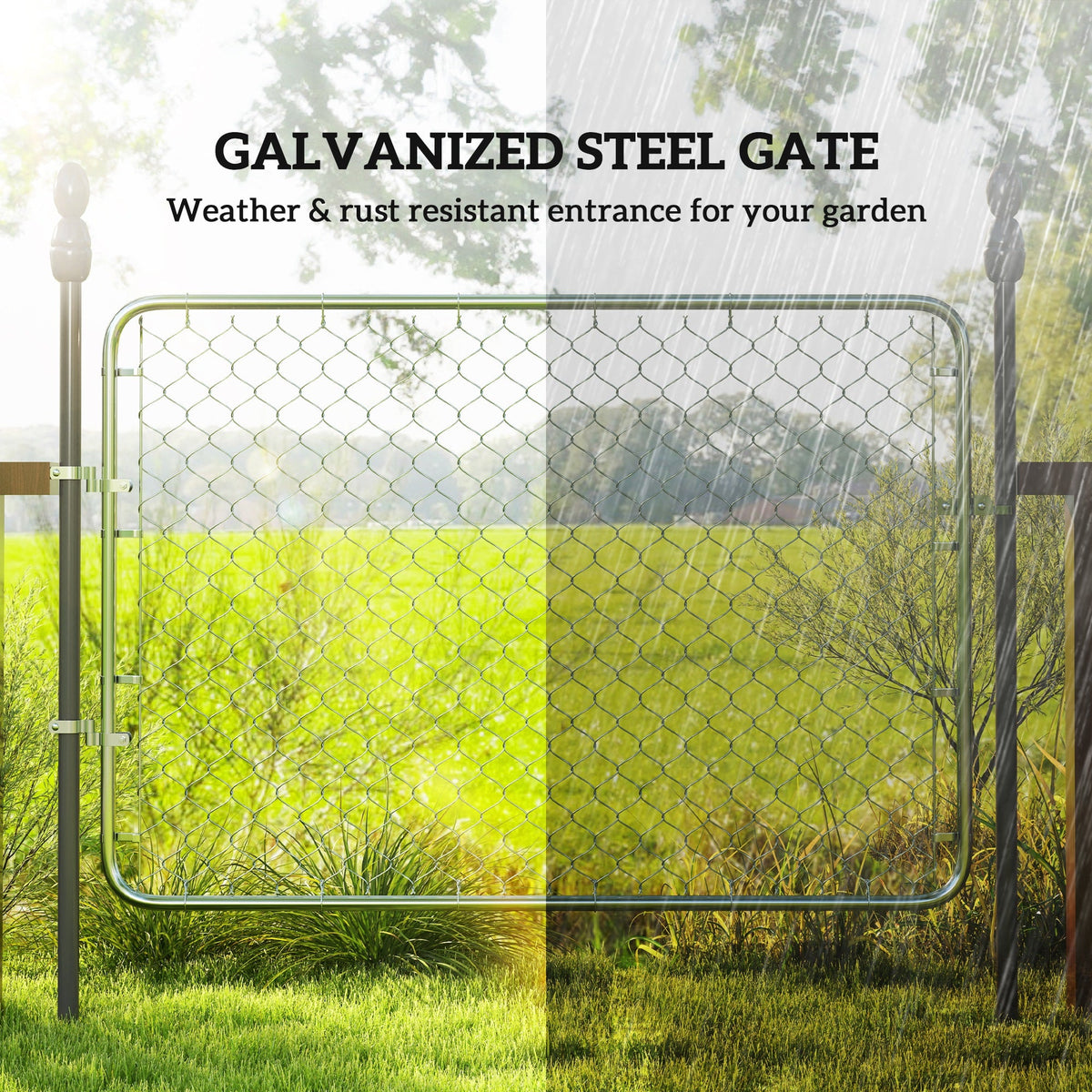 26-71 in. W x 4 ft. H Chain Link Fence Gate, Silver