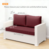 2 Seater Outdoor Seat Cushions with Backrest, Wine Red
