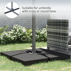 4 Pieces Fillable Parasol Base, Heavy Duty Umbrella Weights for Cross Stand, Square Holder for Cantilever Parasol, Total 120KG Sand/ 80L Water Filled (Metal Pole & Cross Stand NOT INCLUDED)