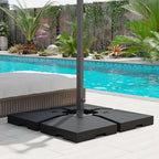 4 Pieces Fillable Parasol Base, Heavy Duty Umbrella Weights for Cross Stand, Square Holder for Cantilever Parasol, Total 120KG Sand/ 80L Water Filled (Metal Pole & Cross Stand NOT INCLUDED)