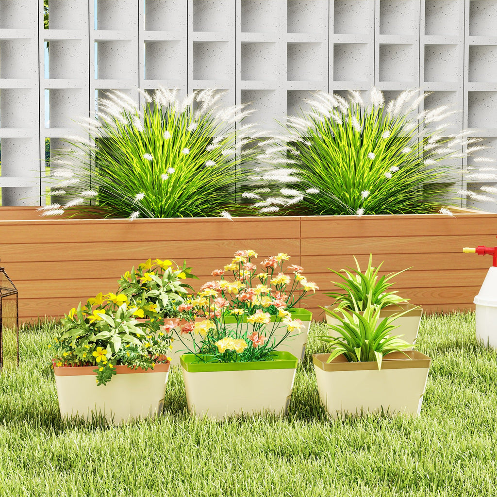 6 Pack 10.5" Self-Watering Planter Boxes with Water Level Indicator