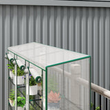 Lean-to Greenhouse 84.6" x 18.1" x 56.7" with 3 Shelves & 3 Rollup Doors, White