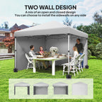 10' x 10' Pop Up Canopy Tent with Sidewalls and Roller Bag, White