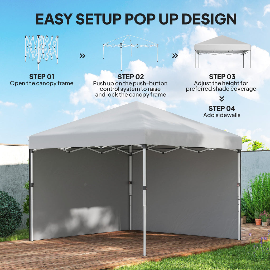 10' x 10' Pop Up Canopy Tent with Sidewalls and Roller Bag, White
