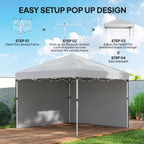 10' x 10' Pop Up Canopy Tent with Sidewalls and Roller Bag, White