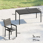7-Piece Outdoor Dining Set with Slatted Tabletop and Metal Frame for 6, Black