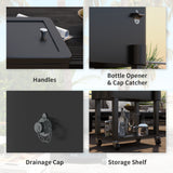 60 Quart Rolling Patio Cooler Cart with Shelf and Bottle Opener, Black