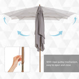 7' x 10' Wooden Patio Umbrella with Top Vent, Grey