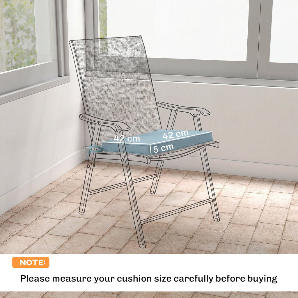 Set of 6 Chair Cushion Seat Pads with Straps, Light Grey