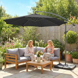 3 m Cantilever Parasol with Weights, Cover & Cross Base, Black