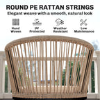 Set of 2 Rattan Dining Chairs with Cushions, Metal Frame, String Back & Armrests