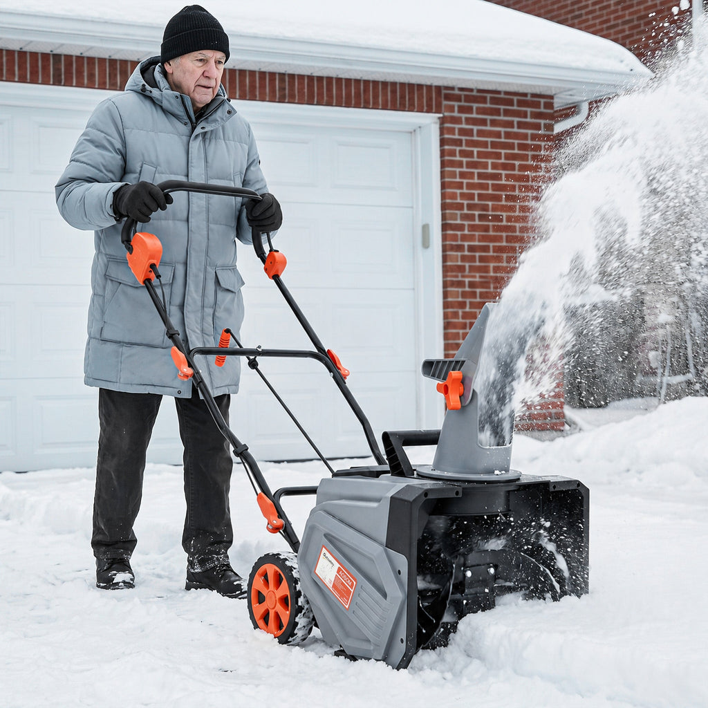 40V 18" Cordless Snow Blower, Brushless 1400W Motor, PU Auger, 2x4Ah Batteries