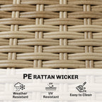 4-Seater Light Brown Rattan Dining Set with Parasol, Glass Top & Stacking Chairs