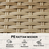 4-Seater Light Brown Rattan Dining Set with Parasol, Glass Top & Stacking Chairs