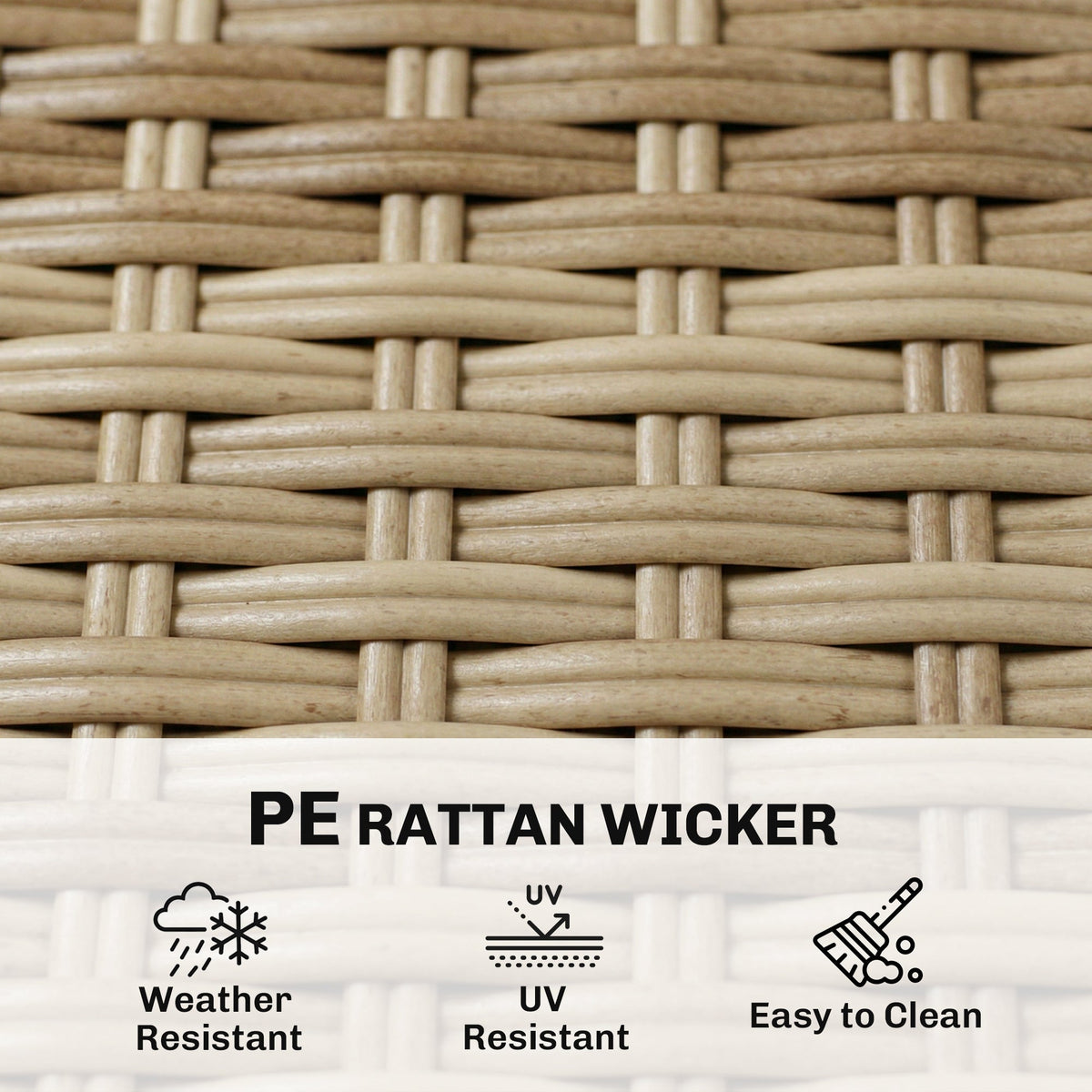 4-Seater Light Brown Rattan Dining Set with Parasol, Glass Top & Stacking Chairs