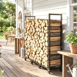4 ft Firewood Rack with Customizable Width & Height, Cable Reinforcement, 616 lb Capacity, Black