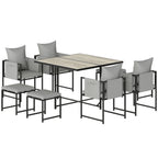 9 Piece Cube Garden Dining Set with 8 Seats, 4 Stools & Cushions, Dark Grey