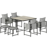 9 Piece Cube Garden Dining Set with 8 Seats, 4 Stools & Cushions, Dark Grey