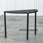 39.4" Half Round PE Rattan Side Table with Metal Frame, Black
