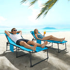 2-Piece Folding Chaise Lounge with Face Hole, Blue