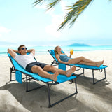 2-Piece Folding Chaise Lounge with Face Hole, Blue