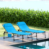 2-Piece Folding Chaise Lounge with Face Hole, Blue