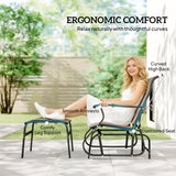 2-Piece Outdoor Glider Chair with Ottoman and All-Weather Breathable Mesh, Brown