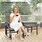 2-Piece Outdoor Glider Chair with Ottoman and All-Weather Breathable Mesh, Brown