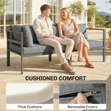 3 Piece Aluminium Corner Lounge Set with Adjustable Backrest, Dark Grey