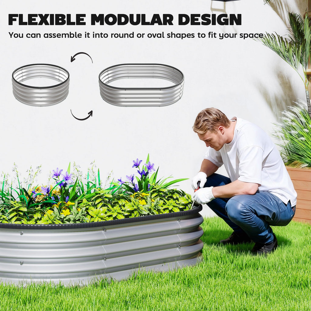 2pcs 4 x 3 x 1 ft Galvanized Raised Garden Beds, Silver