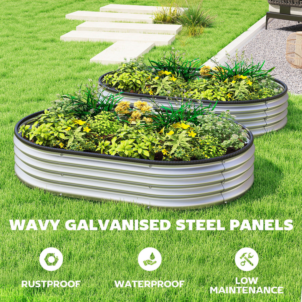 2pcs 4 x 3 x 1 ft Galvanized Raised Garden Beds, Silver