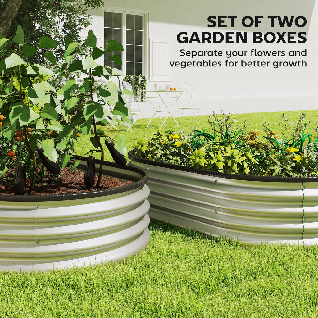 2pcs 4 x 3 x 1 ft Galvanized Raised Garden Beds, Silver