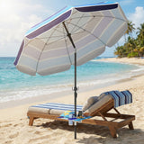 78" Beach Umbrella with Foldable Table, Cup Holder and Carry Bag, Multicolor