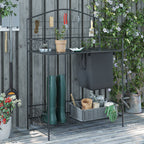 Folding Potting Bench Table with Storage Shelf, Flourishes