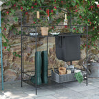 Folding Potting Bench Table with Storage Shelf, Flourishes