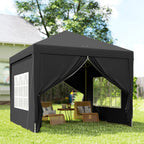 10' x 10' Pop-Up Party Tent Canopy with Carrying Bag for Outdoor Events, Black