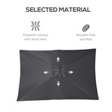 7' x 10' Wooden Patio Umbrella with Top Vent, Dark Grey