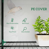 Lean-to Greenhouse 84.6" x 18.1" x 56.7" with 3 Shelves & 3 Rollup Doors, White